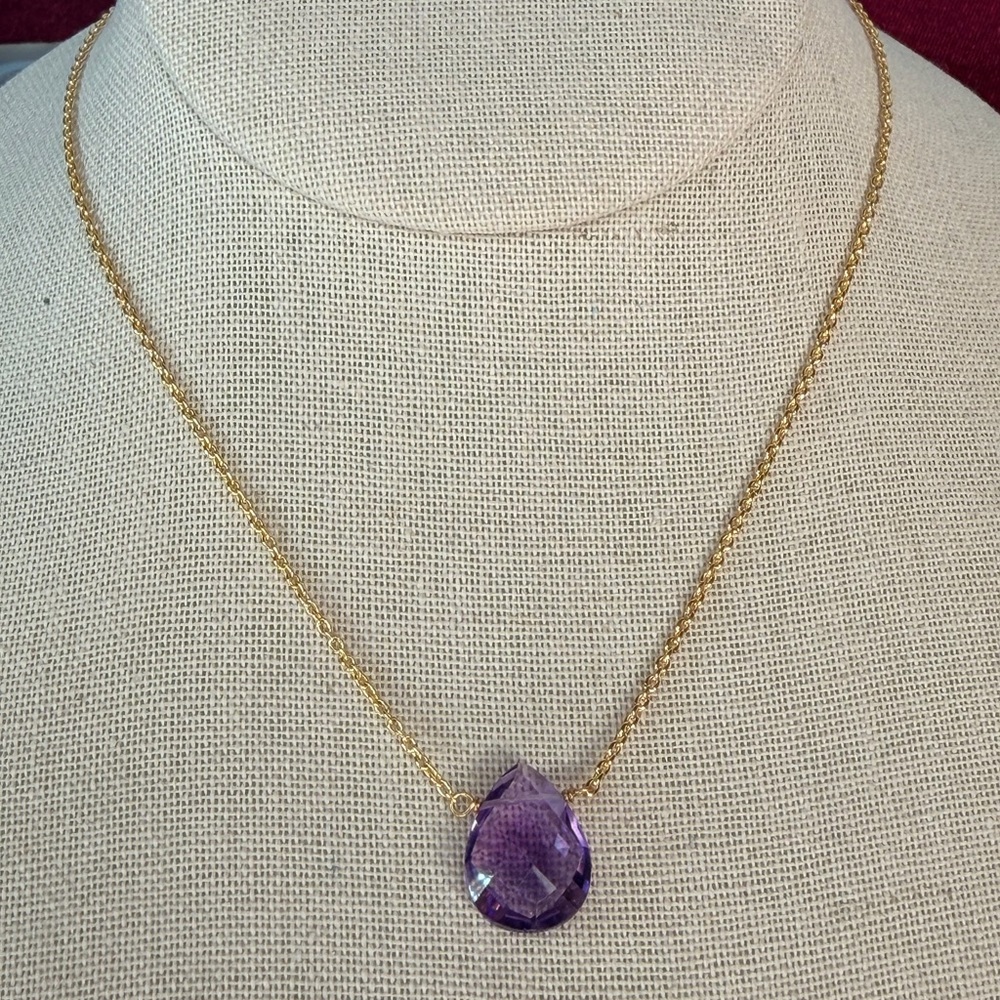 π Stunning South African Amethyst Faceted Necklace β 18K Gold Plated Over 925 π - Picture 10 of 10